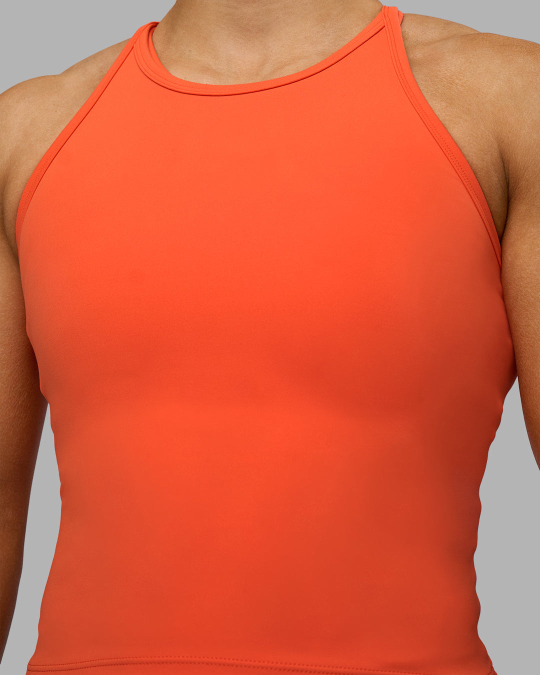 Woman wearing Power Performance Tank - Ultra Orange | Model:Georgia | Size:S - view 8