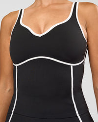 Woman wearing Power Sweetheart Shelf Bra Tank - Black | Model:Rhiley | Size:S | Thumbnail Index: 8