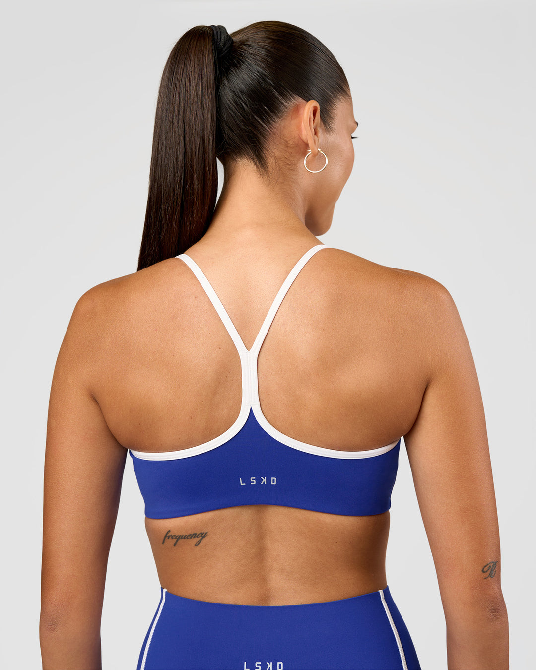 Woman wearing Power Sweetheart Sports Bra - Electric Indigo | Model:Charli | Size:XS - view 8