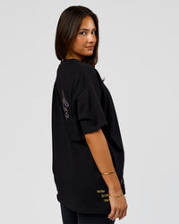 Woman wearing Pride Sticker Boxy Tee - Black | Model:Bianca | Size:S | Thumbnail Index: 13