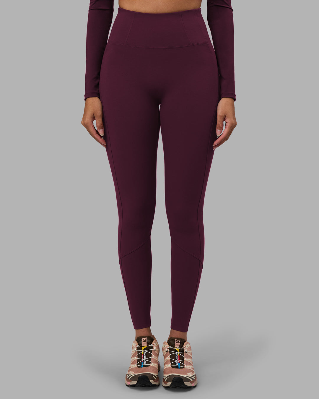 Woman wearing Progression Ultra High-Rise Full Length Legging - Cherry Lacquer| Model:Rhiley | Size:S - view 7