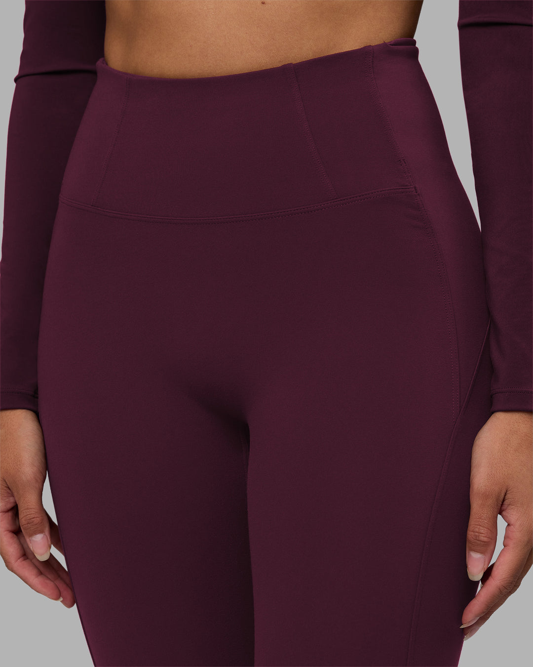 Woman wearing Progression Ultra High-Rise Full Length Legging - Cherry Lacquer| Model:Rhiley | Size:S - view 6
