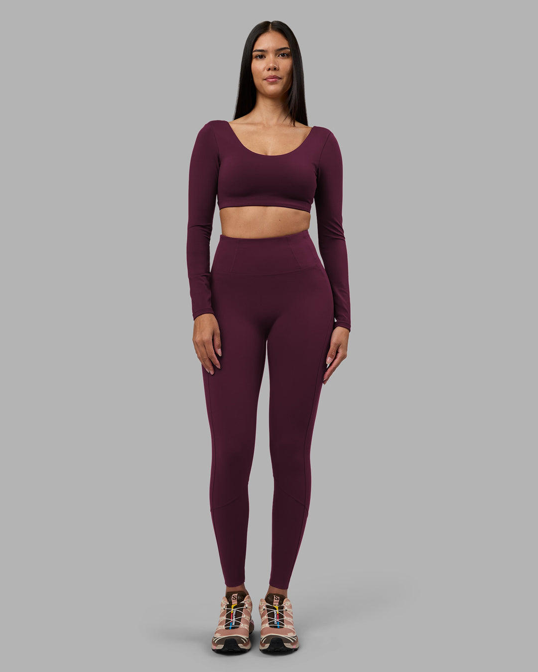 Woman wearing Progression Ultra High-Rise Full Length Legging - Cherry Lacquer| Model:Rhiley | Size:S - view 5