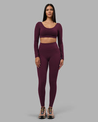 Woman wearing Progression Ultra High-Rise Full Length Legging - Cherry Lacquer| Model:Rhiley | Size:S | Thumbnail Index: 4