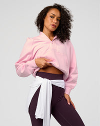 Woman wearing Pursue Mid-Weight Hoodie - Marshmallow | Model:Jasmine | Size:S | Thumbnail Index: 0