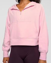 Woman wearing Pursue Mid-Weight Hoodie - Marshmallow | Model:Jasmine | Size:S | Thumbnail Index: 3