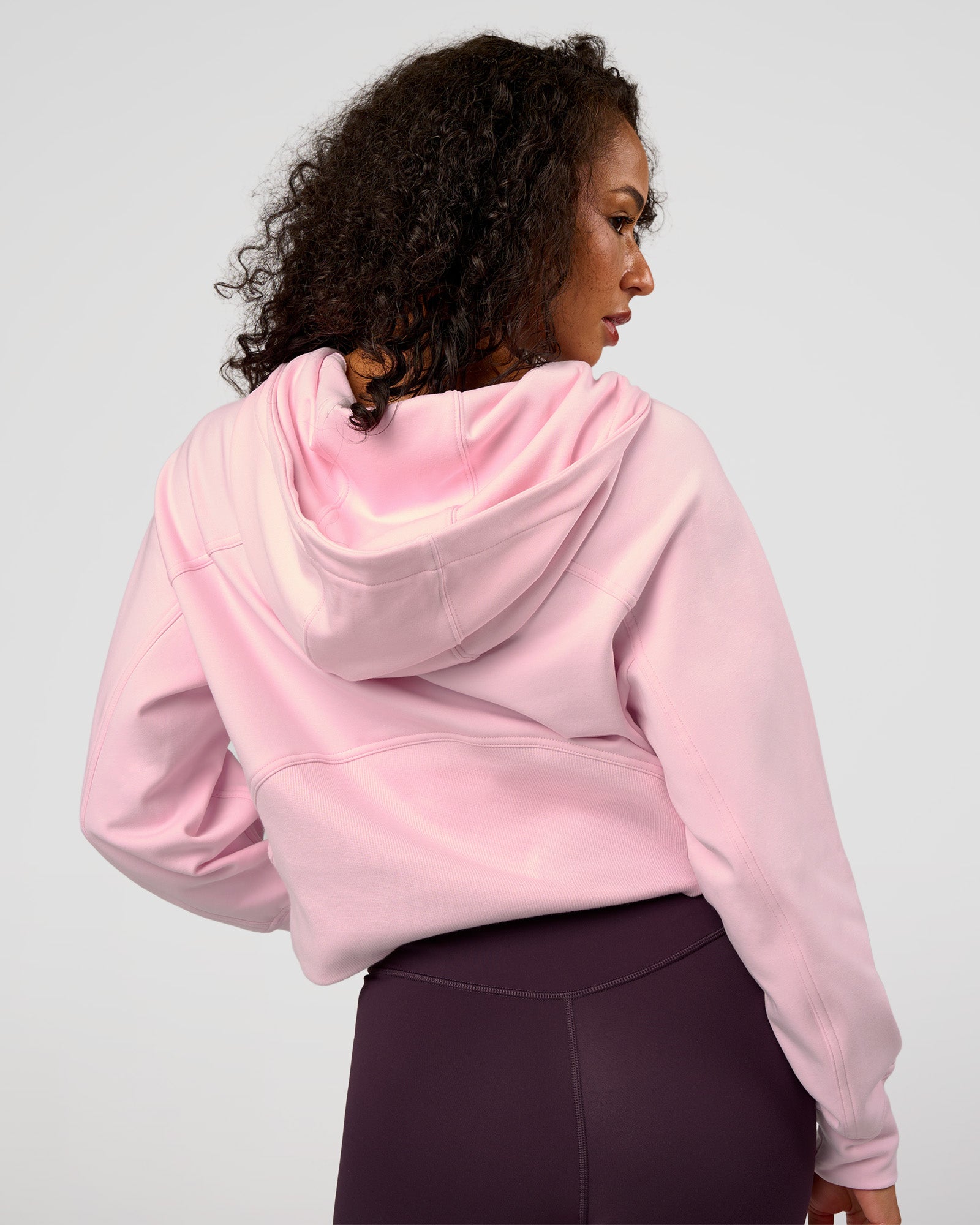 Woman wearing Pursue Mid-Weight Hoodie - Marshmallow | Model:Jasmine | Size:S