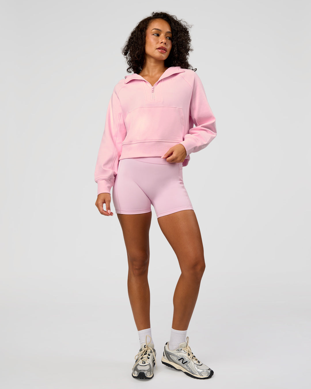 Woman wearing Pursue Mid-Weight Hoodie - Marshmallow | Model:Jasmine | Size:S - view 5