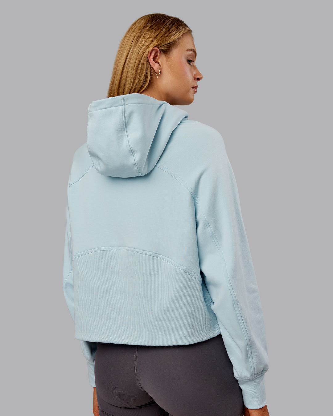 Woman wearing Pursue Mid-Weight Hoodie - Skyride | Model:Ella | Size:S - view 3