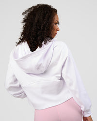 Woman wearing Pursue Mid-Weight Hoodie - White | Model:Jasmine | Size:S | Thumbnail Index: 3