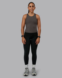 Woman wearing Push High Neck Ribbed Tank - Dark Storm | Size:S | Model:Tylah | Thumbnail Index: 4