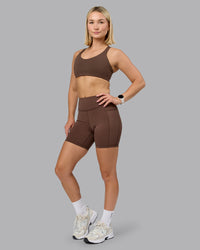 Woman wearing Push The Limit Sports Bra in Chocolate Martini | Model:Halle | Size:S | Thumbnail Index: 3