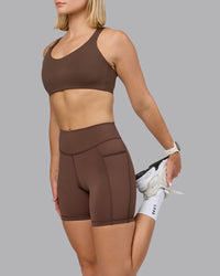 Woman wearing Push The Limit Sports Bra in Chocolate Martini | Model:Halle | Size:S | Thumbnail Index: 5
