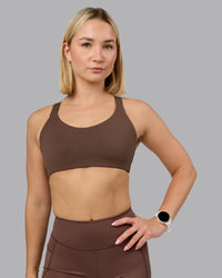 Woman wearing Push The Limit Sports Bra in Chocolate Martini | Model:Halle | Size:S | Thumbnail Index: 2