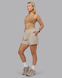 Woman wearing Push The Limit Sports Bra - Light Taupe | Model:Halle | Size:S | Thumbnail Index: 4