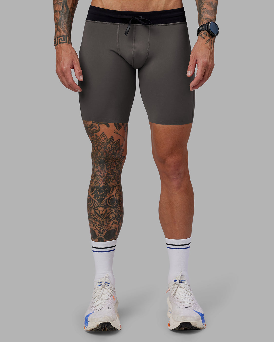Man wearing Race Day Short Tight 8" - Dark Storm | Model:Tommy | Size:M - view 2