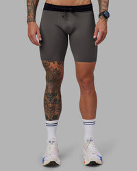 Man wearing Race Day Short Tight 8" - Dark Storm | Model:Tommy | Size:M | Thumbnail Index: 1