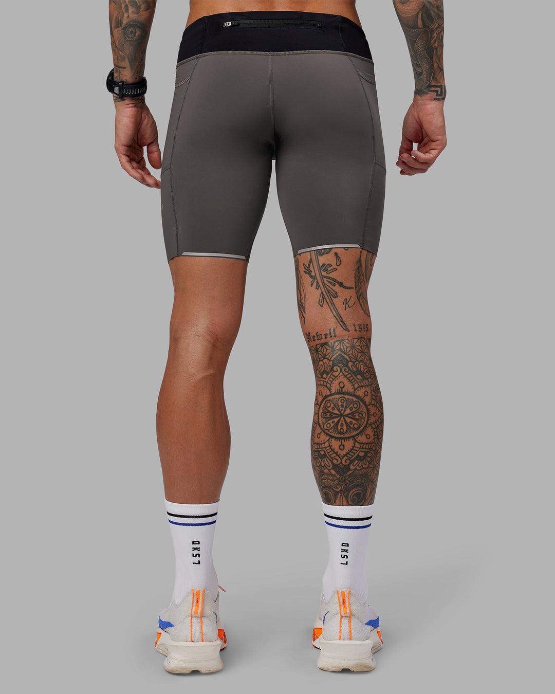 Man wearing Race Day Short Tight 8" - Dark Storm | Model:Tommy | Size:M - view 6