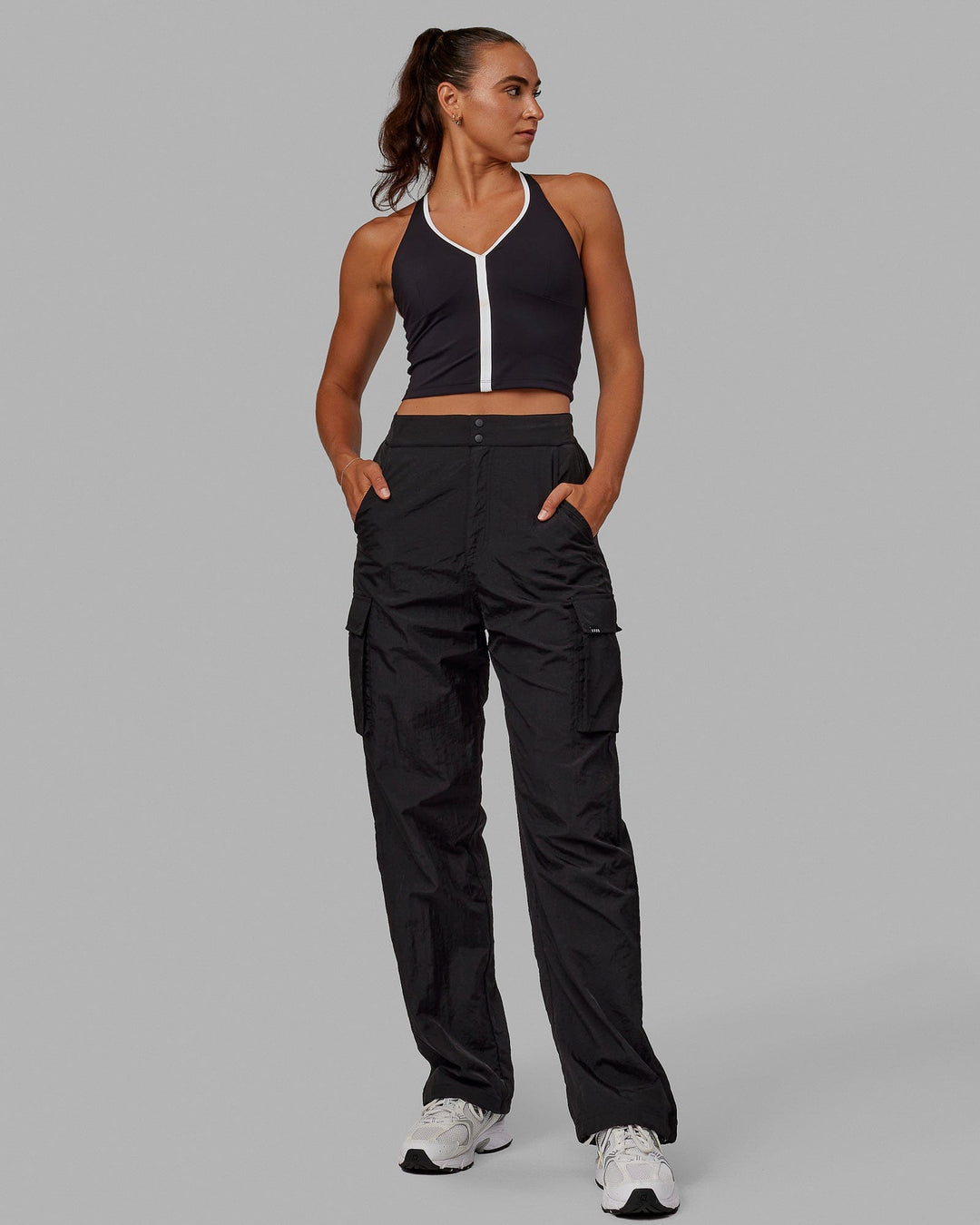Woman wearing Reflection Active Tank - Black-White - view 4