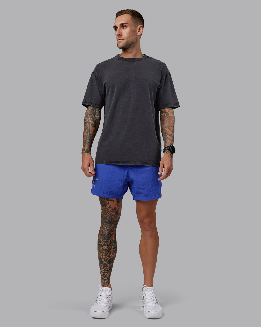 Man wearing Relentless Classic 5" Short - Power Cobalt | Model:Tommy | Size:S - view 5