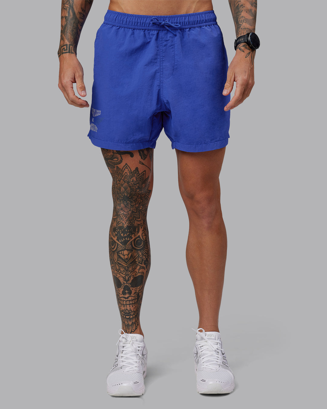 Man wearing Relentless Classic 5" Short - Power Cobalt | Model:Tommy | Size:S - view 6
