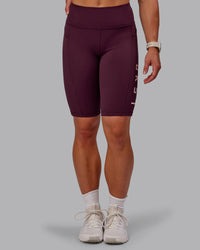 Woman wearing Rep Ultra High-Rise 9" Short Pockets - Cherry Lacquer-Marshmallow | Model:Amber | Size:S | Thumbnail Index: 7