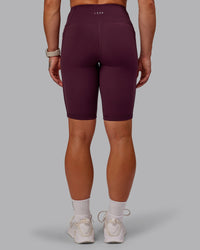 Woman wearing Rep Ultra High-Rise 9" Short Pockets - Cherry Lacquer-Marshmallow | Model:Amber | Size:S | Thumbnail Index: 4