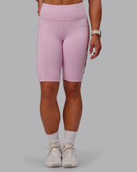 Woman wearing Rep Ultra High-Rise 9" Short Pockets - Marshmallow-Cherry Lacquer | Model:Amber | Size:S | Thumbnail Index: 6