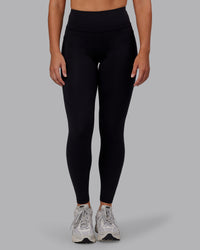 Woman wearing Rep Ultra High-Rise Full Length Legging Pockets - Black-Retro Blue | Model:Hannah | Size:S | Thumbnail Index: 7