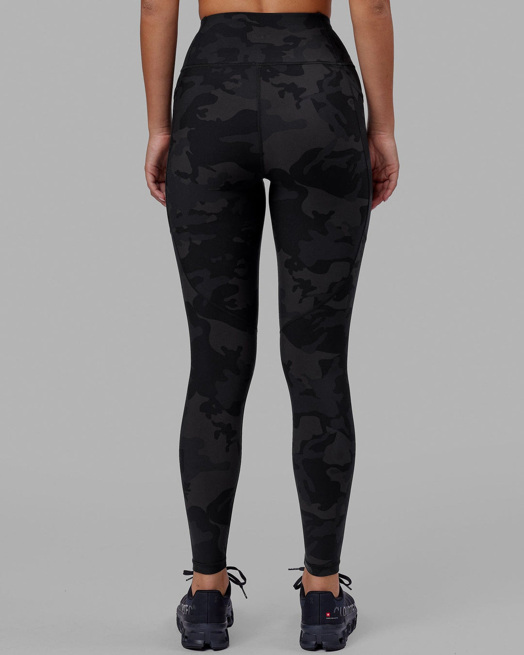 Woman wearing Rep Ultra High-Rise Full Length Legging Pockets - Black Camo | Model:Milly | Size:S - view 3