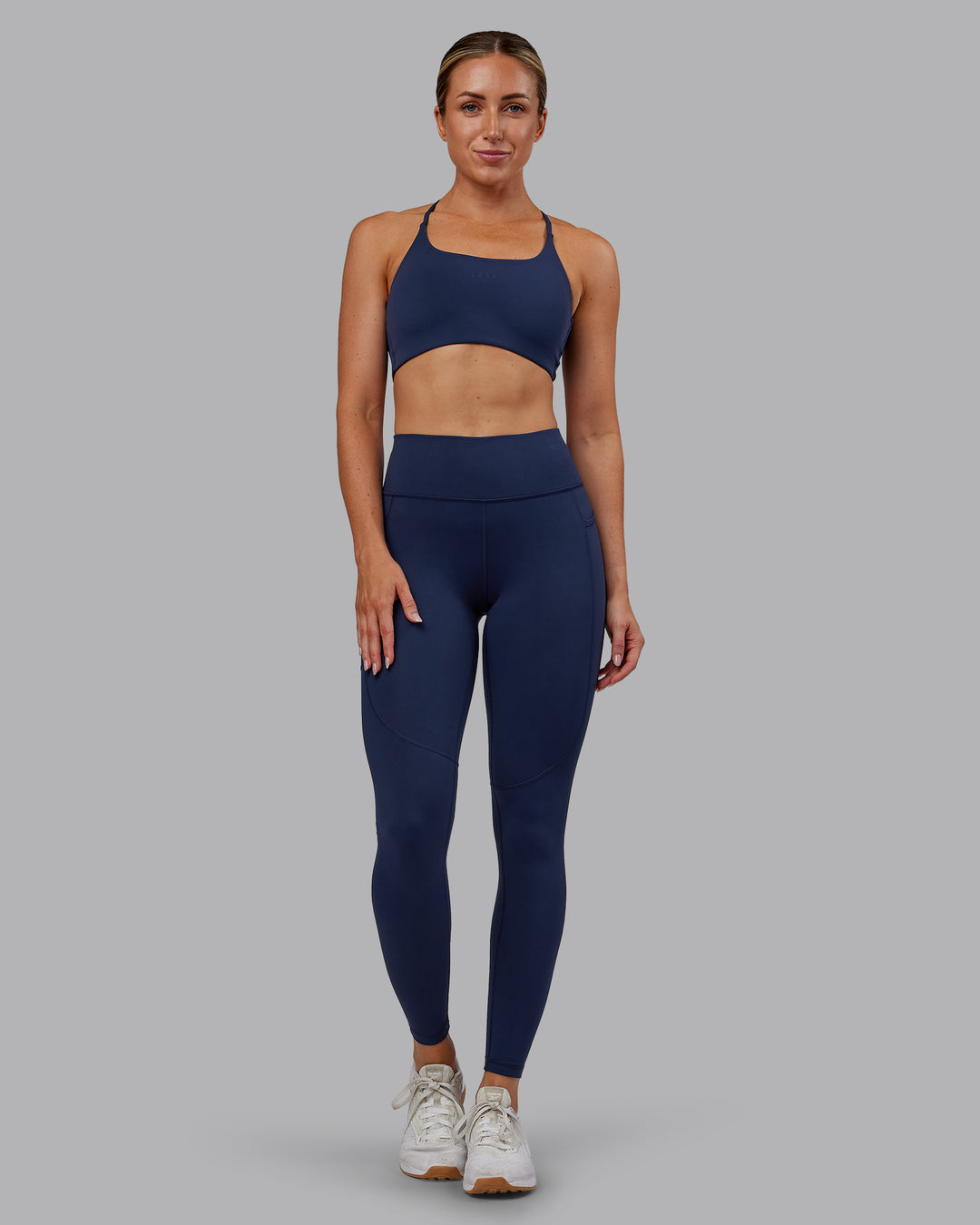 Woman wearing Rep Ultra High-Rise Full Length Legging Pockets No Logo - Future Navy | Model:Paris | Size:S - view 5