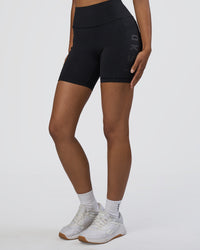 Woman wearing Rep Ultra High-Rise 6" Short Pockets - Black-Black | Model:Jordan | Size:S | Thumbnail Index: 0