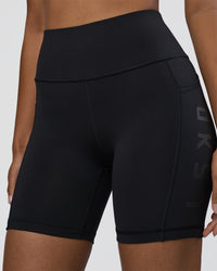 Woman wearing Rep Ultra High-Rise 6" Short Pockets - Black-Black | Model:Jordan | Size:S | Thumbnail Index: 5