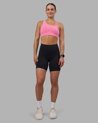 Woman wearing Rep Ultra High-Rise 6" Short Pockets - Black-Candy Pink | Model:Keisha | Size:S | Thumbnail Index: 6