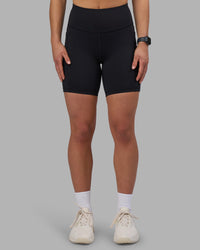 Woman wearing Rep Ultra High-Rise 6" Short Pockets - Black-Candy Pink | Model:Keisha | Size:S | Thumbnail Index: 7
