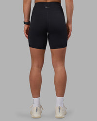 Woman wearing Rep Ultra High-Rise 6" Short Pockets - Black-Candy Pink | Model:Keisha | Size:S | Thumbnail Index: 3