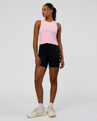 Woman wearing Rep Ultra High-Rise 6" Short Pockets - Black-Marshmallow | Model:Rosie | Size:S | Thumbnail Index: 2