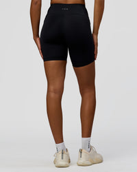 Woman wearing Rep Ultra High-Rise 6" Short Pockets - Black-Marshmallow | Model:Rosie | Size:S | Thumbnail Index: 3