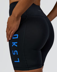 Woman wearing Rep Ultra High-Rise 6" Short Pockets - Black-Palace Blue | Model:Rosie | Size:S | Thumbnail Index: 6