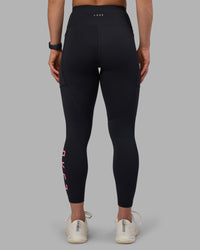 Woman wearing Rep Ultra High-Rise 7/8 Legging Pockets - Black-Candy Pink | Model:Keisha | Size:S | Thumbnail Index: 3