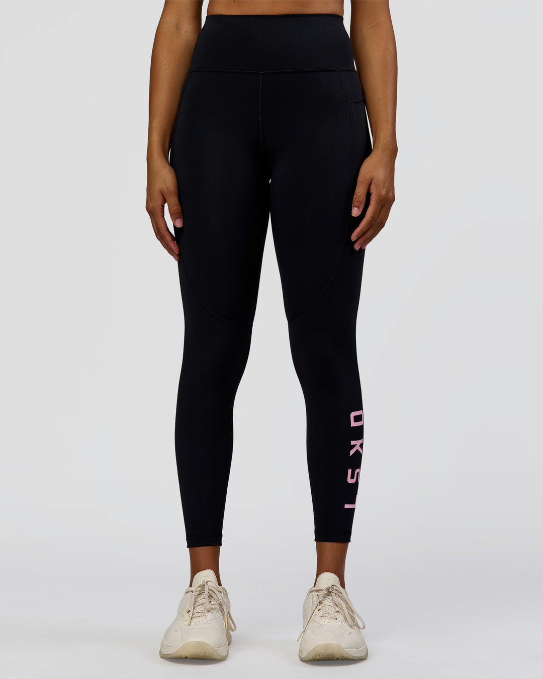Woman wearing Rep Ultra High-Rise 7/8 Legging Pockets - Black-Marshmallow | Model:Rosie | Size:S - view 2