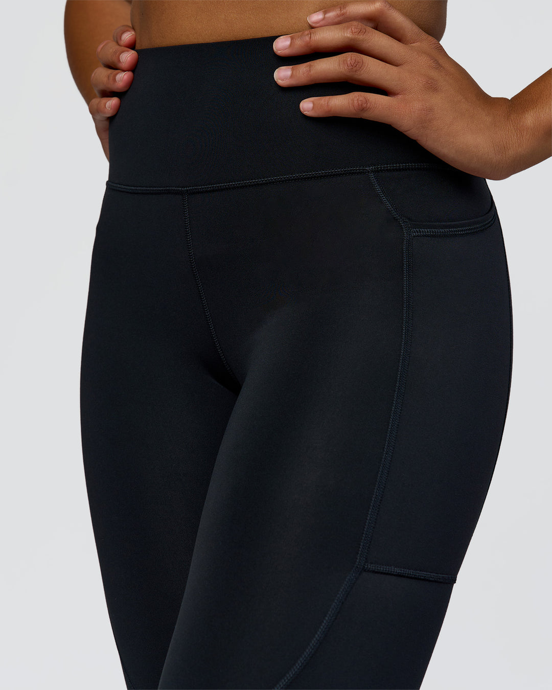 Woman wearing Rep Ultra High-Rise 7/8 Legging Pockets - Black-Palace Blue | Model:Rosie | Size:S - view 7