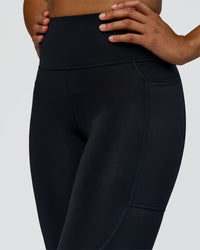 Woman wearing Rep Ultra High-Rise 7/8 Legging Pockets - Black-Palace Blue | Model:Rosie | Size:S | Thumbnail Index: 6