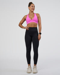 Woman wearing Rep Ultra High-Rise 7/8 Legging Pockets - Black-Ultra Fuchsia | Model:Abbey | Size:S | Thumbnail Index: 1