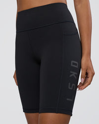 Woman wearing Rep Ultra High-Rise 9" Short Pockets - Black-Black | Model:Ruby | Size:S | Thumbnail Index: 5