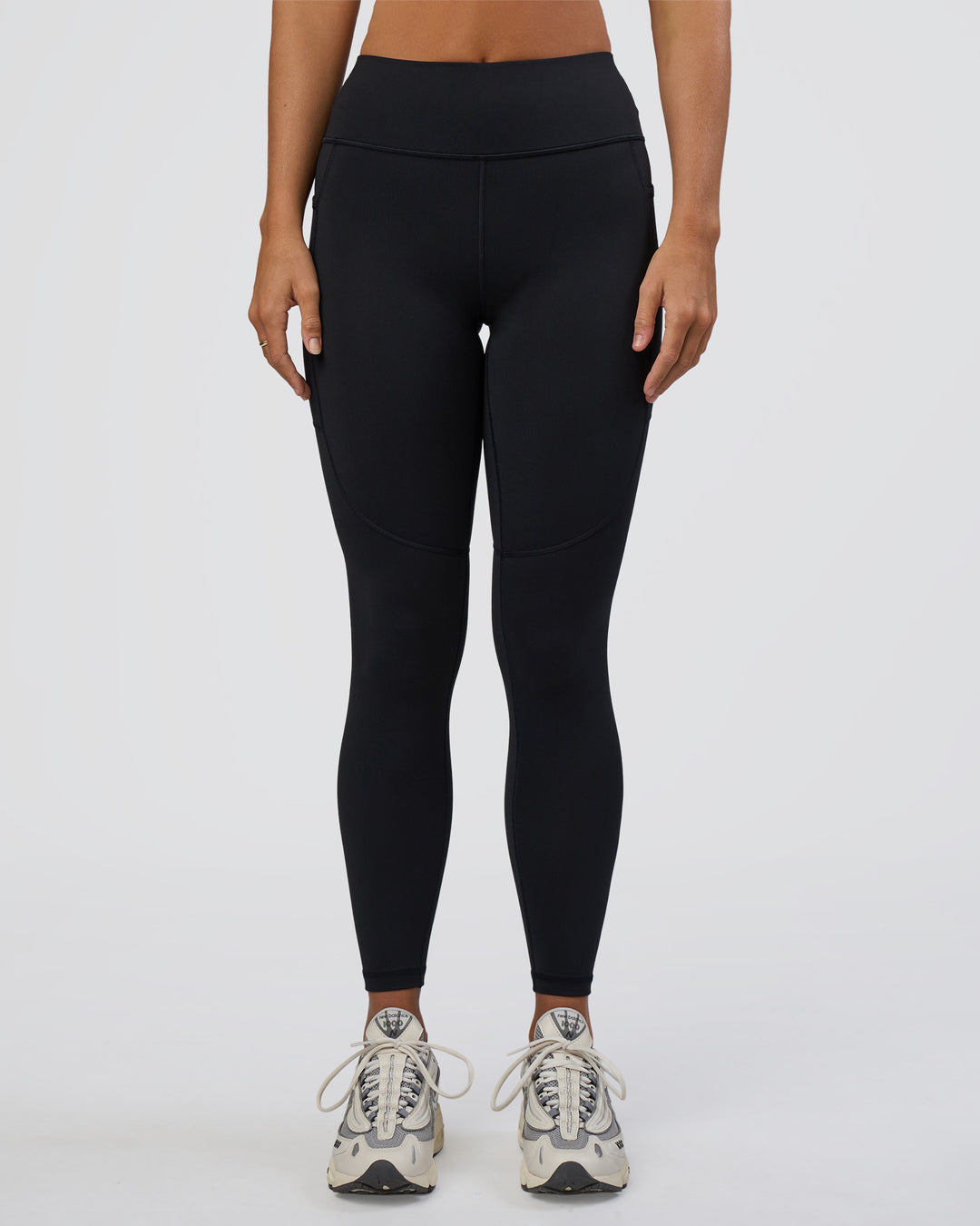 Woman wearing Rep Ultra High-Rise Full Length Legging Pockets - Black-Black | Model:Amity | Size:S - view 8