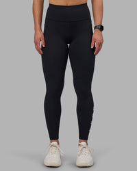 Woman wearing Rep Ultra High-Rise Full Length Legging Pockets - Black-Candy Pink | Model:Keisha | Size:S | Thumbnail Index: 6