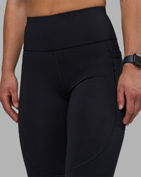 Woman wearing Rep Ultra High-Rise Full Length Legging Pockets - Black-Candy Pink | Model:Keisha | Size:S | Thumbnail Index: 4