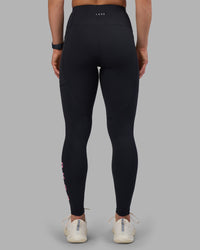 Woman wearing Rep Ultra High-Rise Full Length Legging Pockets - Black-Candy Pink | Model:Keisha | Size:S | Thumbnail Index: 2
