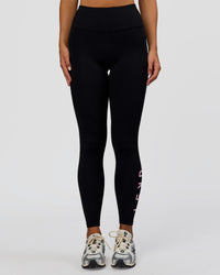 Woman wearing Rep Ultra High-Rise Full Length Legging Pockets - Black-Marshmallow | Model:Amity | Size:S | Thumbnail Index: 7